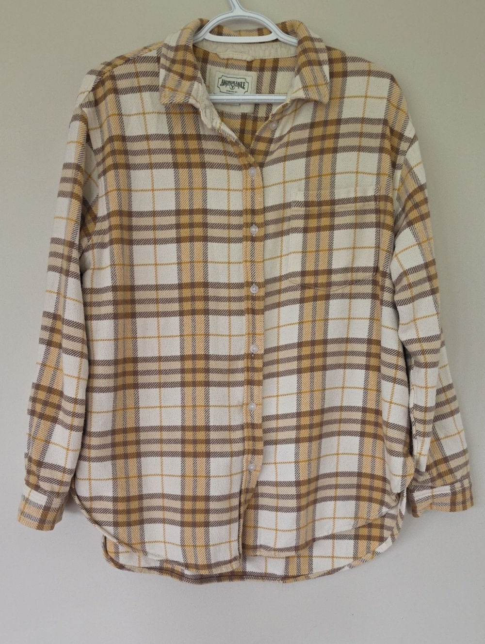 Women's Button-Up Plaid Flannel Shirt Small Oversized Boyfriend. American Eagle